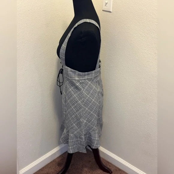 2 FOR $20 Shein Pinafore Plaid Over All Dress School Girl Jumper 100% Cotton M - Picture 3 of 10